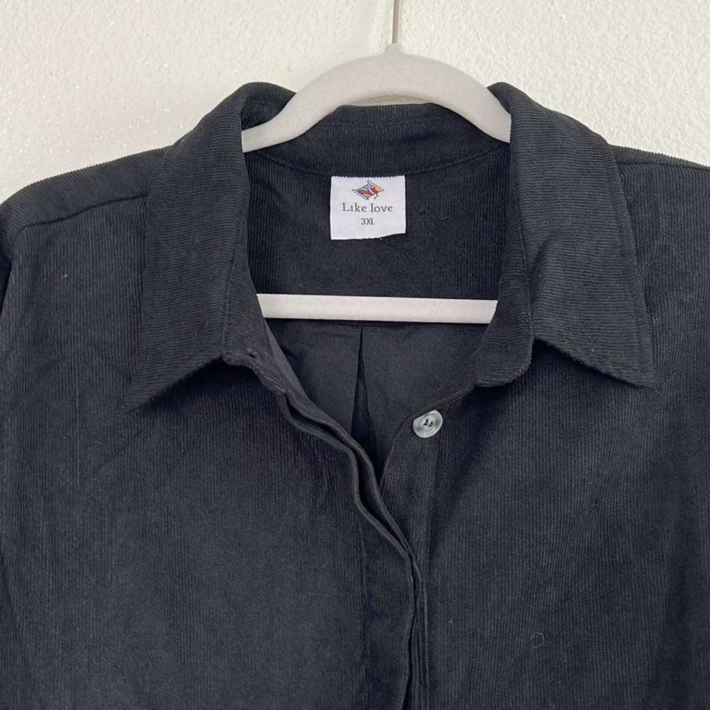 Lightweight Black Button Down Tunic Length Top, S… - image 3